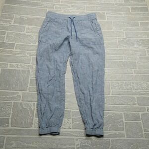 Athleta‎ Linen Jogger Pants Womens 10 Blue Lightweight Zip Pockets Breathable